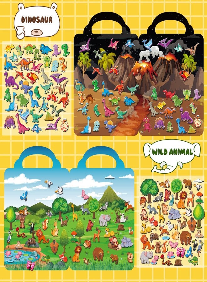 Kalysky 6Set Puffy Sticker Books for Kids 2-4, 3D Reusable Stickers Books for Toddlers 1-3 2-4,Farm+Animal+Dinosaurs+Ocean World+Space+Vehicle - Image 5